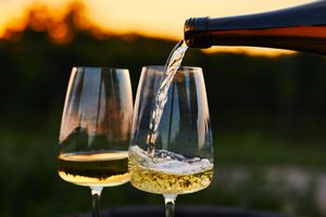 Chardonnay being poured into glass