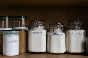 Baking ingredients in airtight containers.