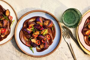 Japanese Eggplant with Black Garlic Tahini Dressing