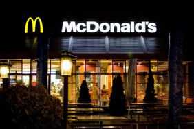 A McDonald's restaurant at night.