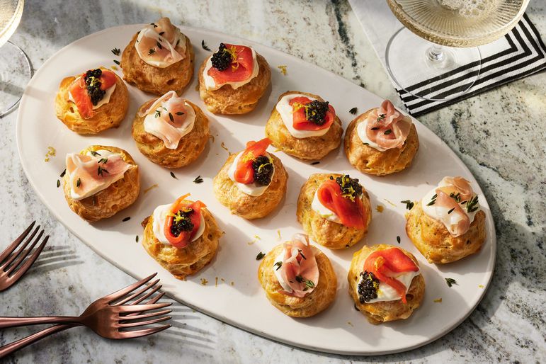 Smoked Salmon and Caviar Gougeres